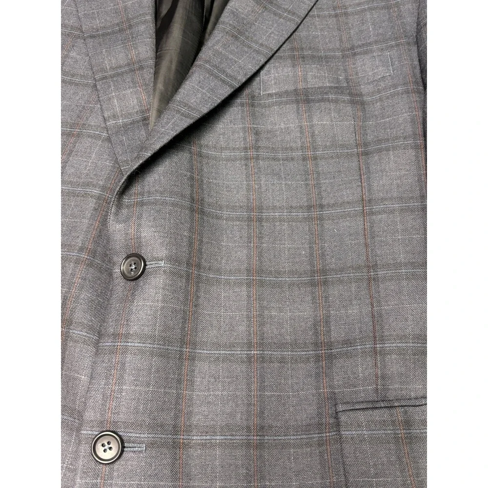Jos A Bank Signature Collection‎ Gray Plaid 100% Wool Blazer Sport Coat Mens 46R